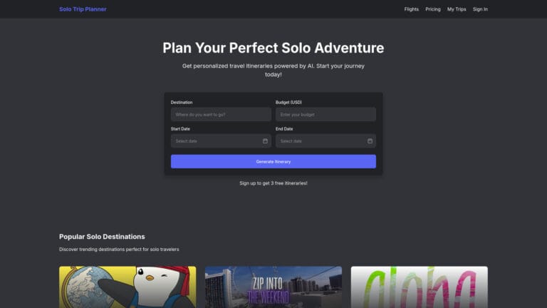 Top Solo Trip Planner AI Tool Review