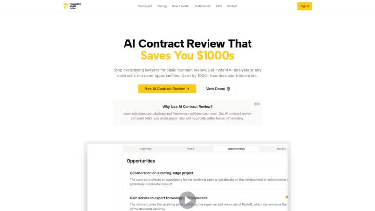 Advanced Foundersagree AI Tool Review