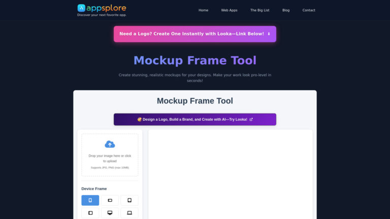 Powerful Appsplore Mockup Frame Tool AI Tool Review