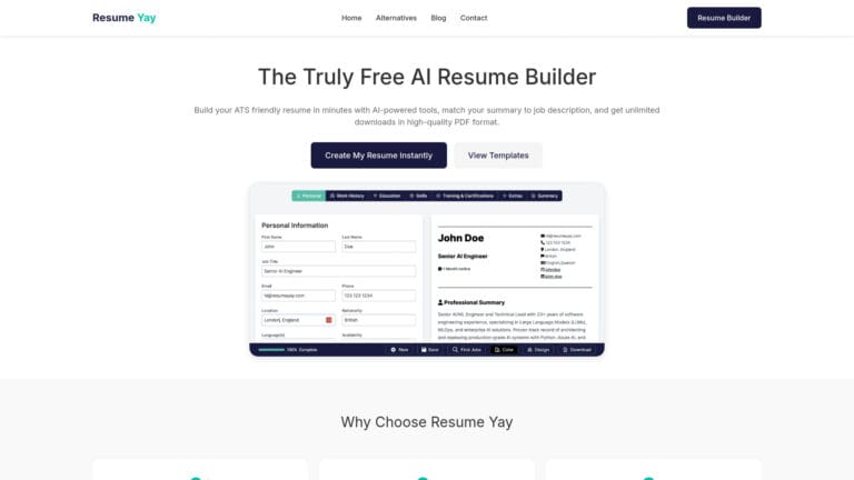 Popular Resume Yay AI Tool Review
