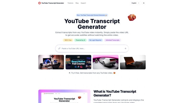 New Youtube Transcript Generator AI Tool Review
