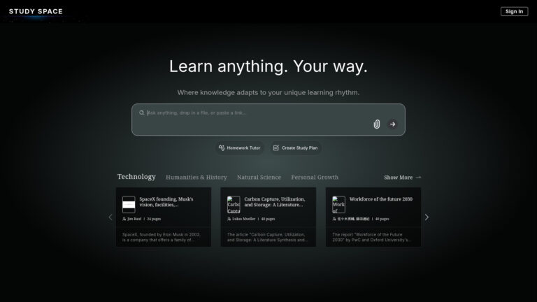 Free Study Space AI Tool Review