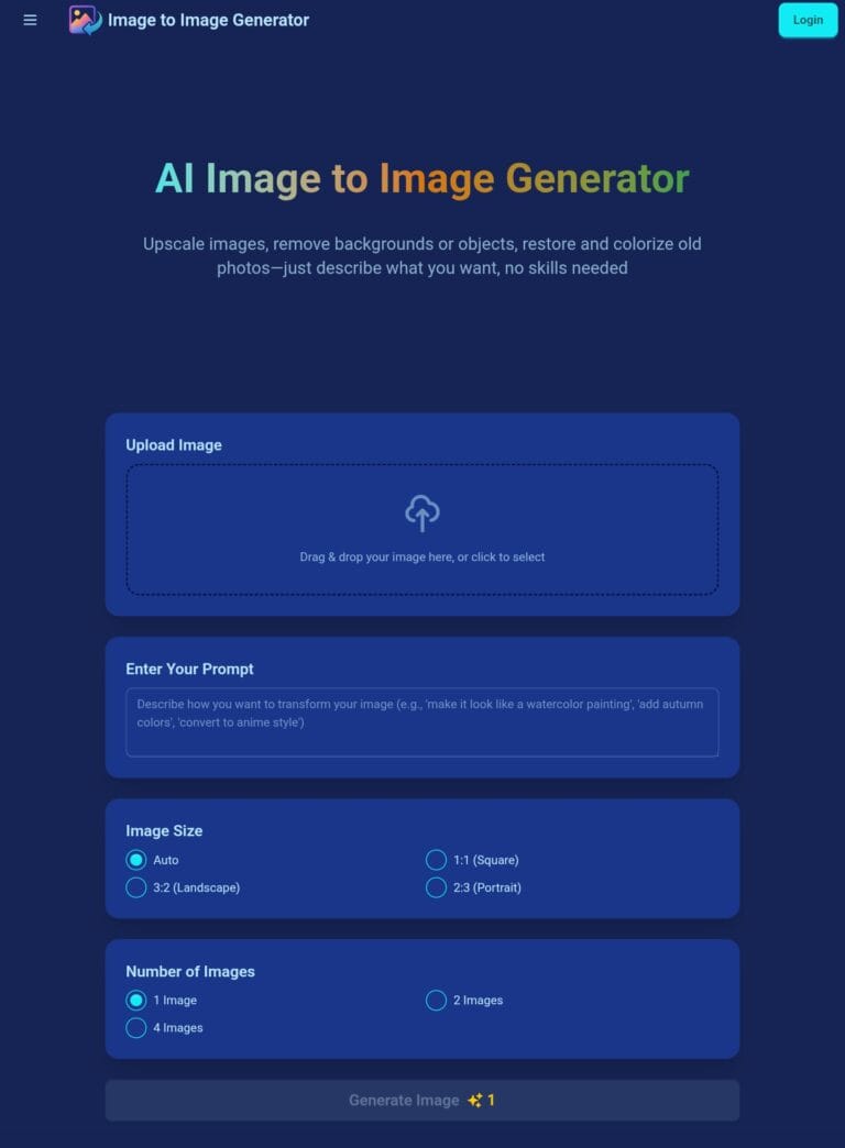 New AI Image To Image Generator AI Tool Review