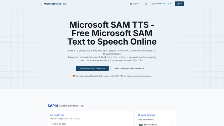 Popular Sam Tts AI Tool Review