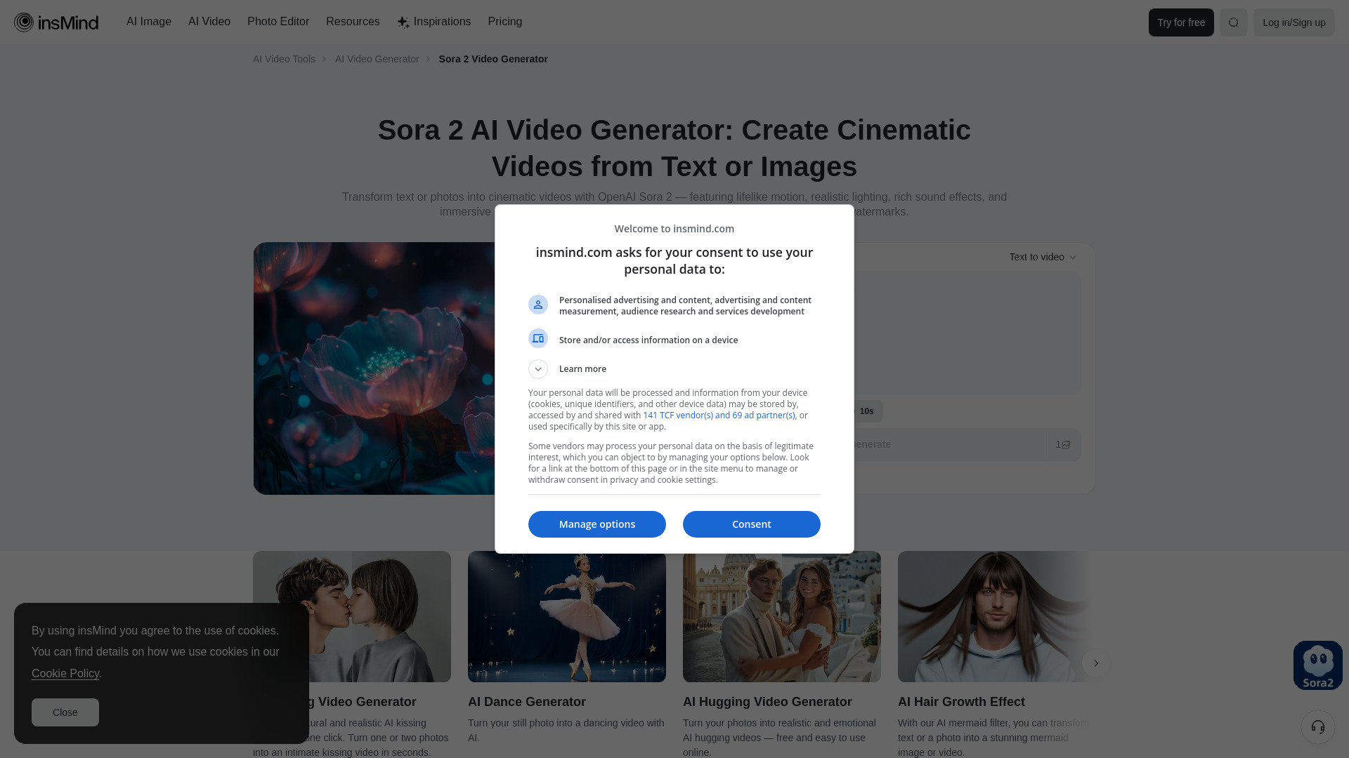 Sora 2 AI Video Generator – Text & Image to Video Online by insMind logo