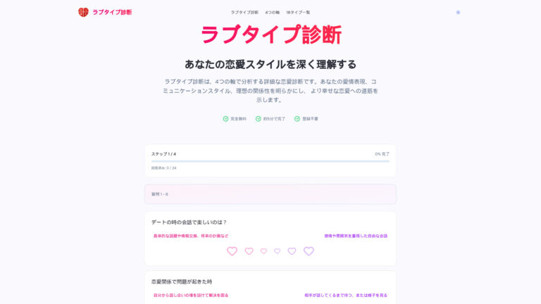 Free ラブタイプ診断 AI Tool Review