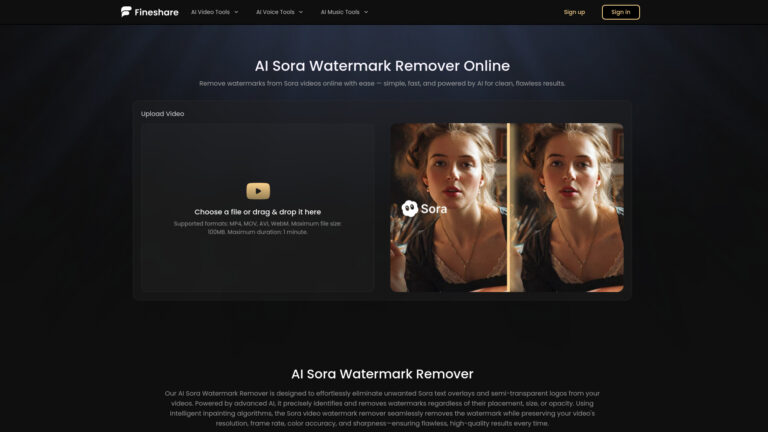 New Sora Watermark Remover By Fineshare AI Tool Review