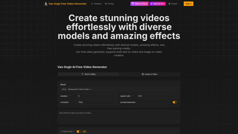 Trending Van Gogh Free Video Generator AI Tool Review