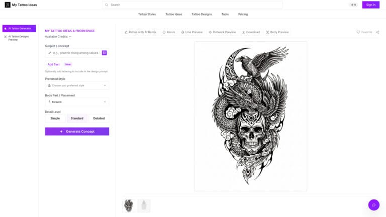 Free My Tattoo Ideas AI Tool Review