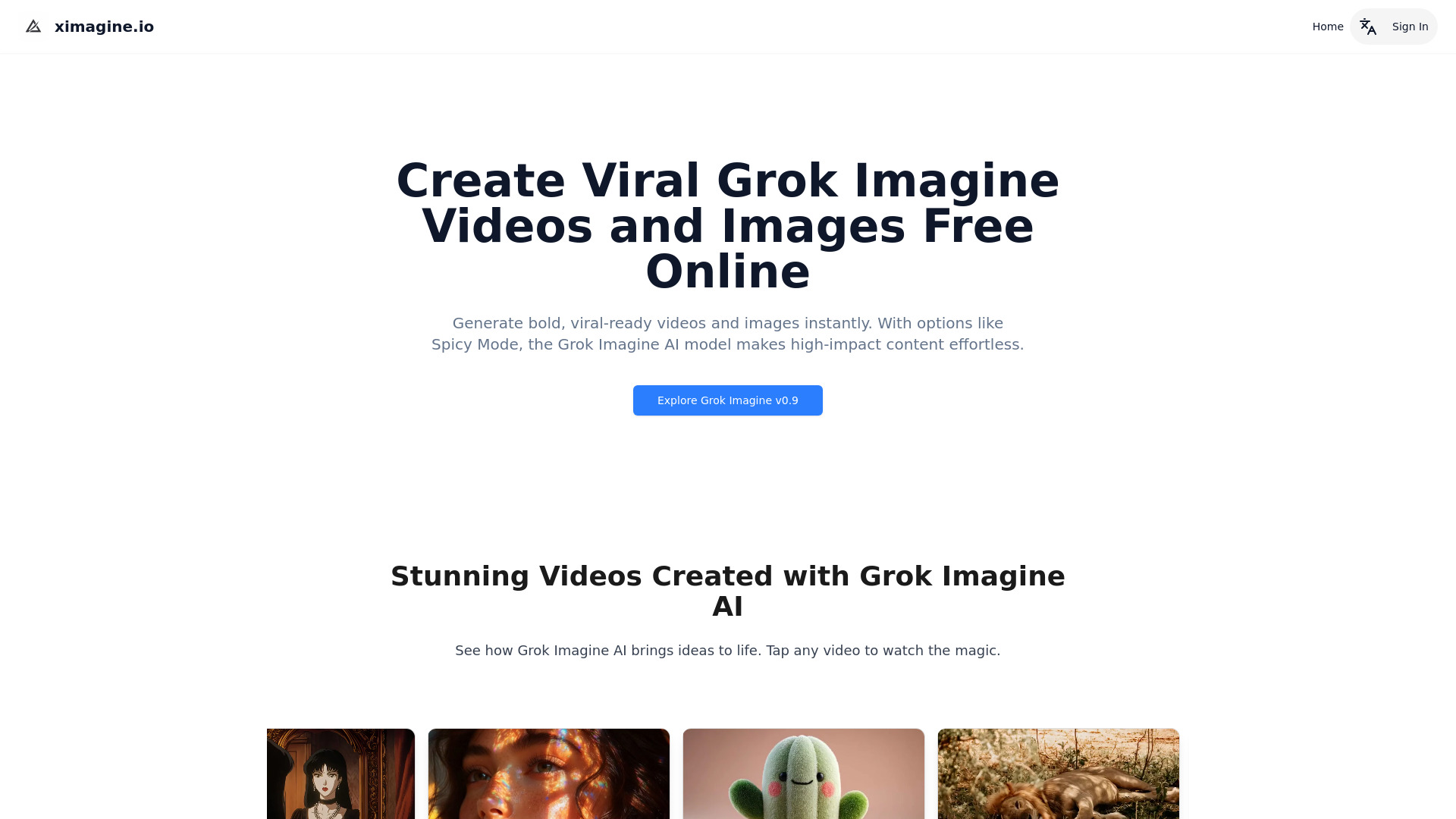 XImagine.io：Free Grok Imagine Video Generator