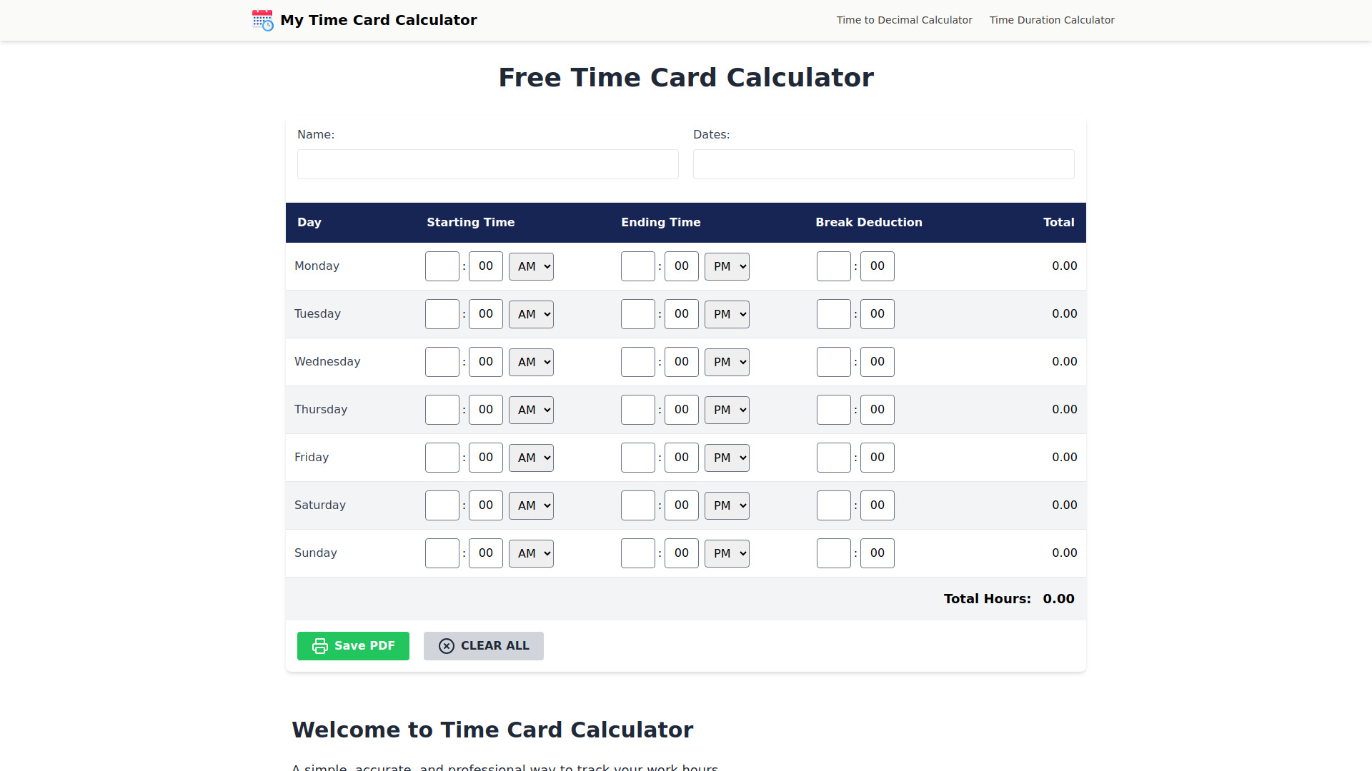 My Time Card Calculator logo