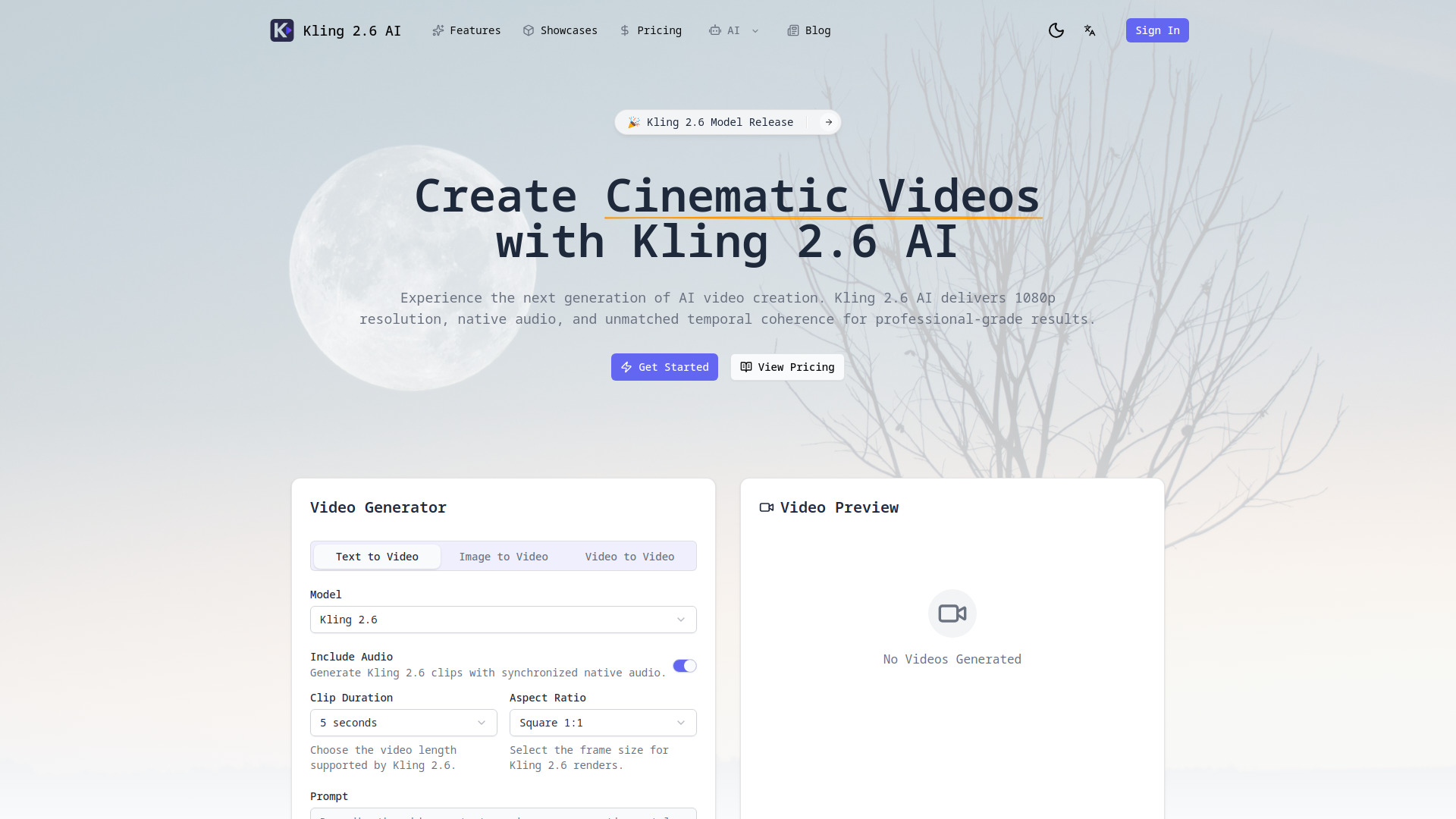 Kling 2.6 AI Video Generator
