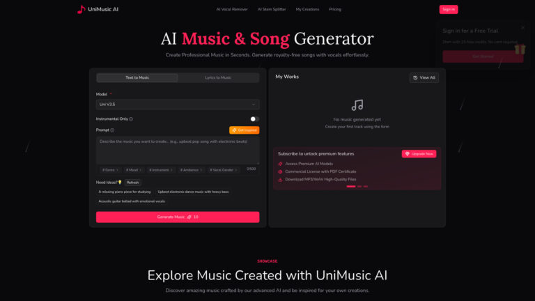 Free Unimusic AI AI Tool Review