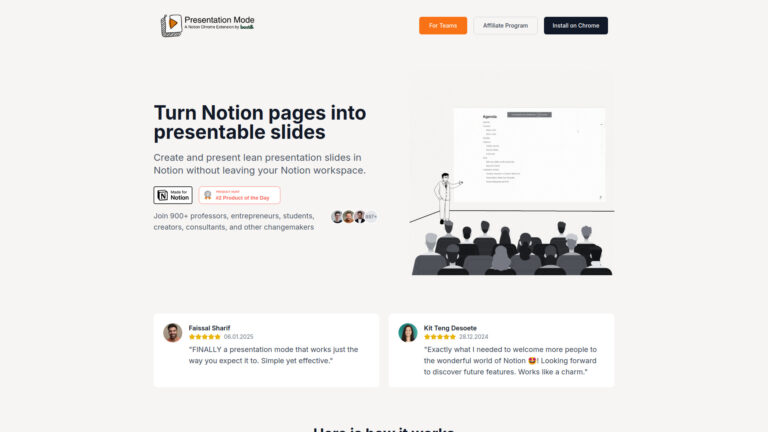Free Presentation Mode For Notion AI Tool Review