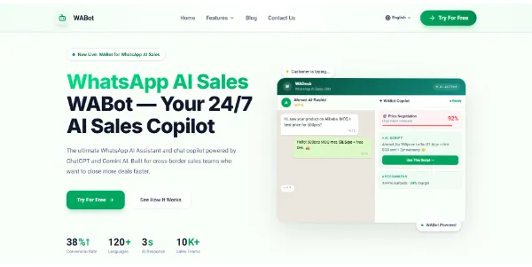 Popular Wabot Whatsapp AI Sales Copilot AI Tool Review