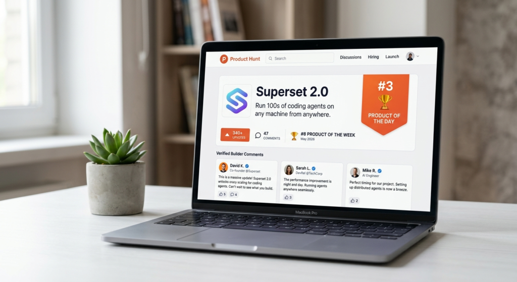 Superset 2.0 Product Hunt launch page top developer tool 2026