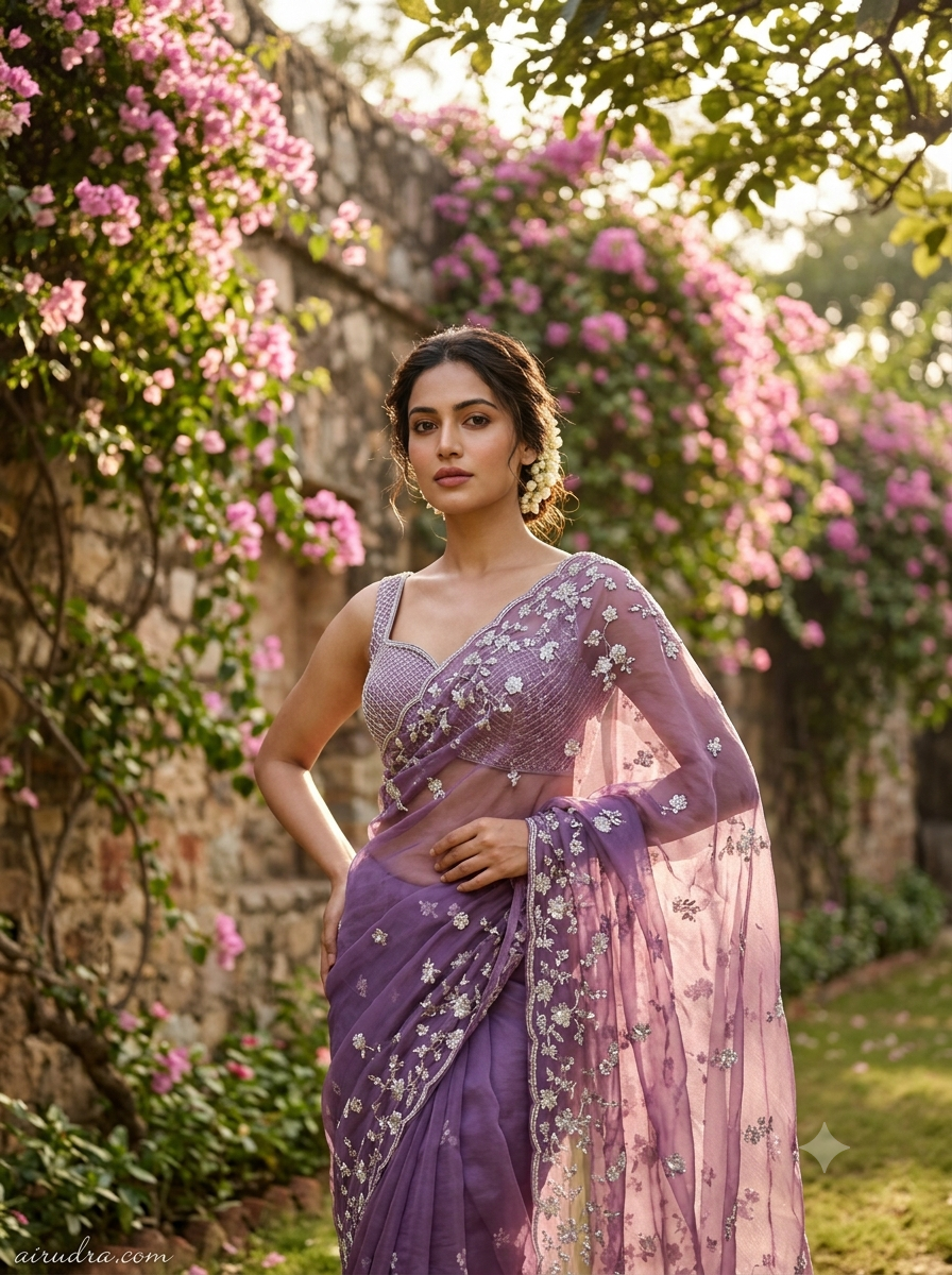 The Bougainvillea Courtyard Saree