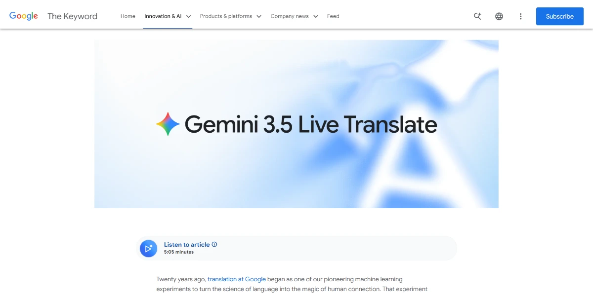 Gemini 3.5 Live Translate